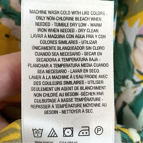 JESSICA SIMPSON Shiloh Satin Dress Yellow Floral Print Golden Rod Sz 2X NWT - Picture 8 of 11